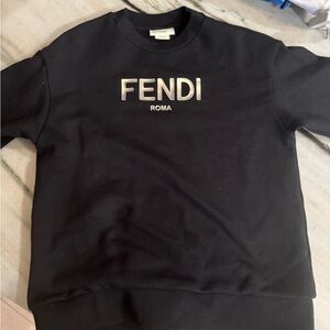 Fendi Black Kids Sweater with Silver Logo